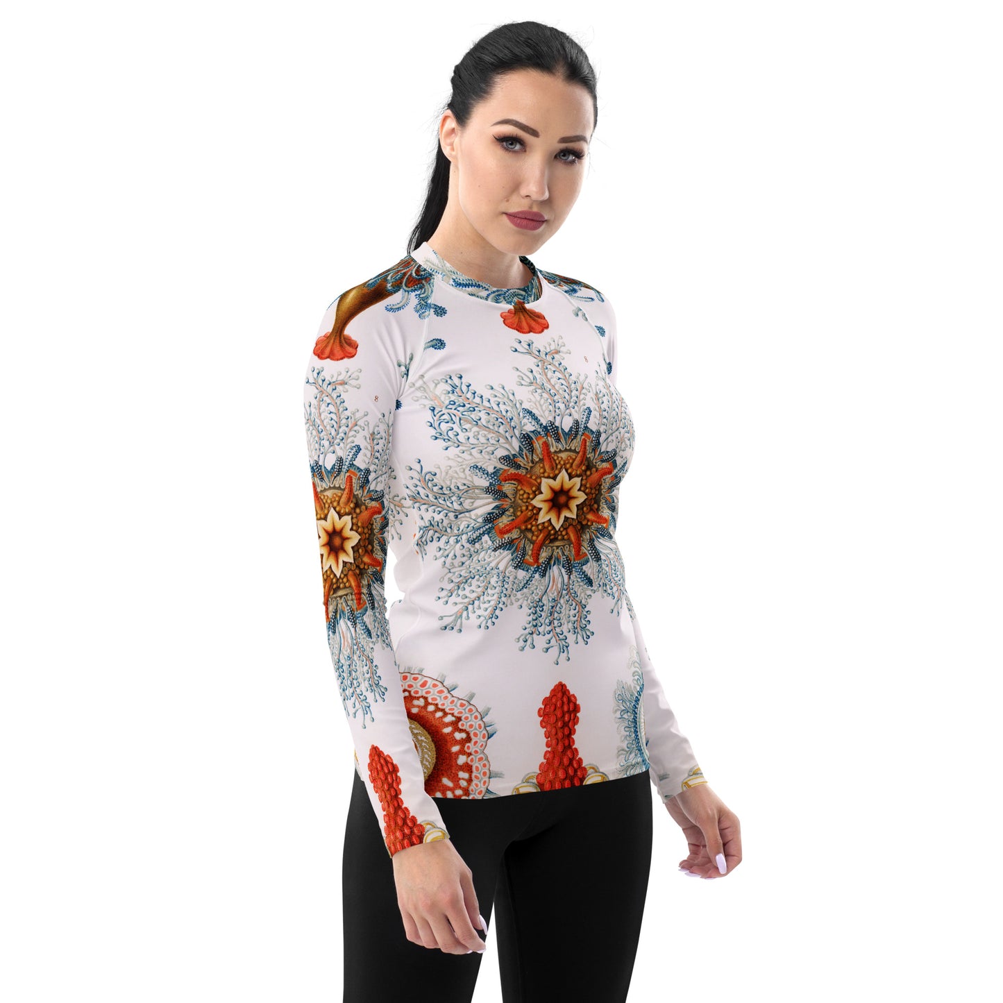 Model 1 - Ernst Haeckel Women's Rash Guard – Organic Elegance in Motion