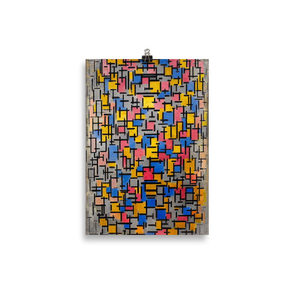 Size 2 - Mondrian Composition Poster – Blue, Yellow & Red Abstract Art Print