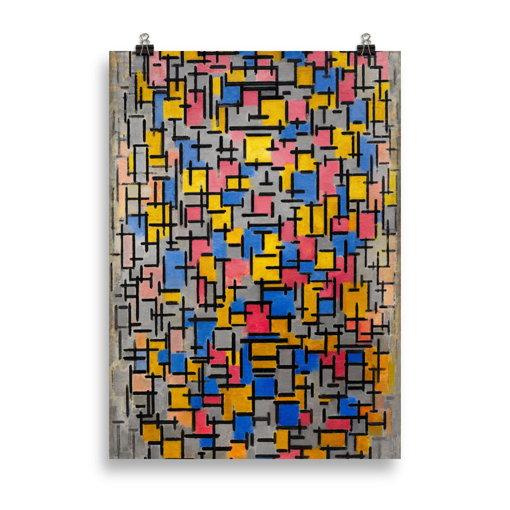 Size 4 - Mondrian Composition Poster – Blue, Yellow & Red Abstract Art Print