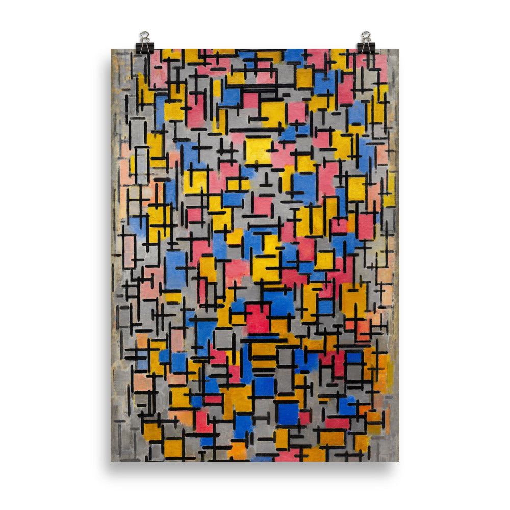 Size 1 - Mondrian Composition Poster – Blue, Yellow & Red Abstract Art Print