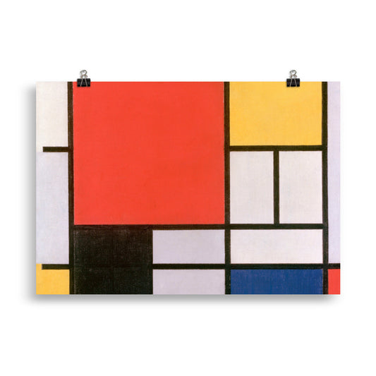 Size 1 - Mondrian Composition Poster – Red, Blue & Yellow Abstract Art Print