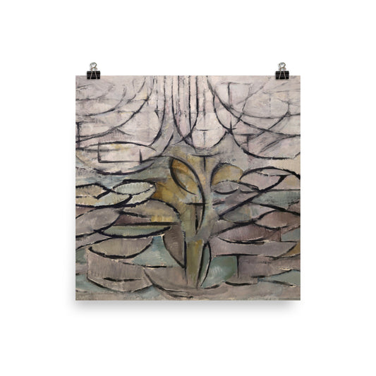 Size 1 - Mondrian Tree Poster – Nature Meets Abstraction in Early Modern Art