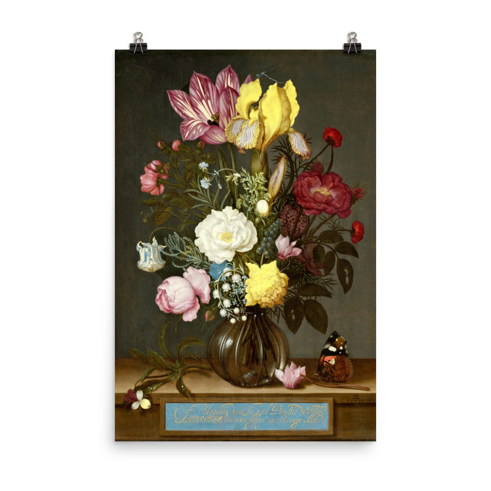Size 6 - Bosschaert Poster – Bouquet in Glass Vase & Dutch Floral Mastery