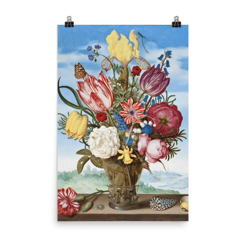 Size 6 -Bosschaert Poster – Bouquet on a Ledge & Golden Age Floral Elegance