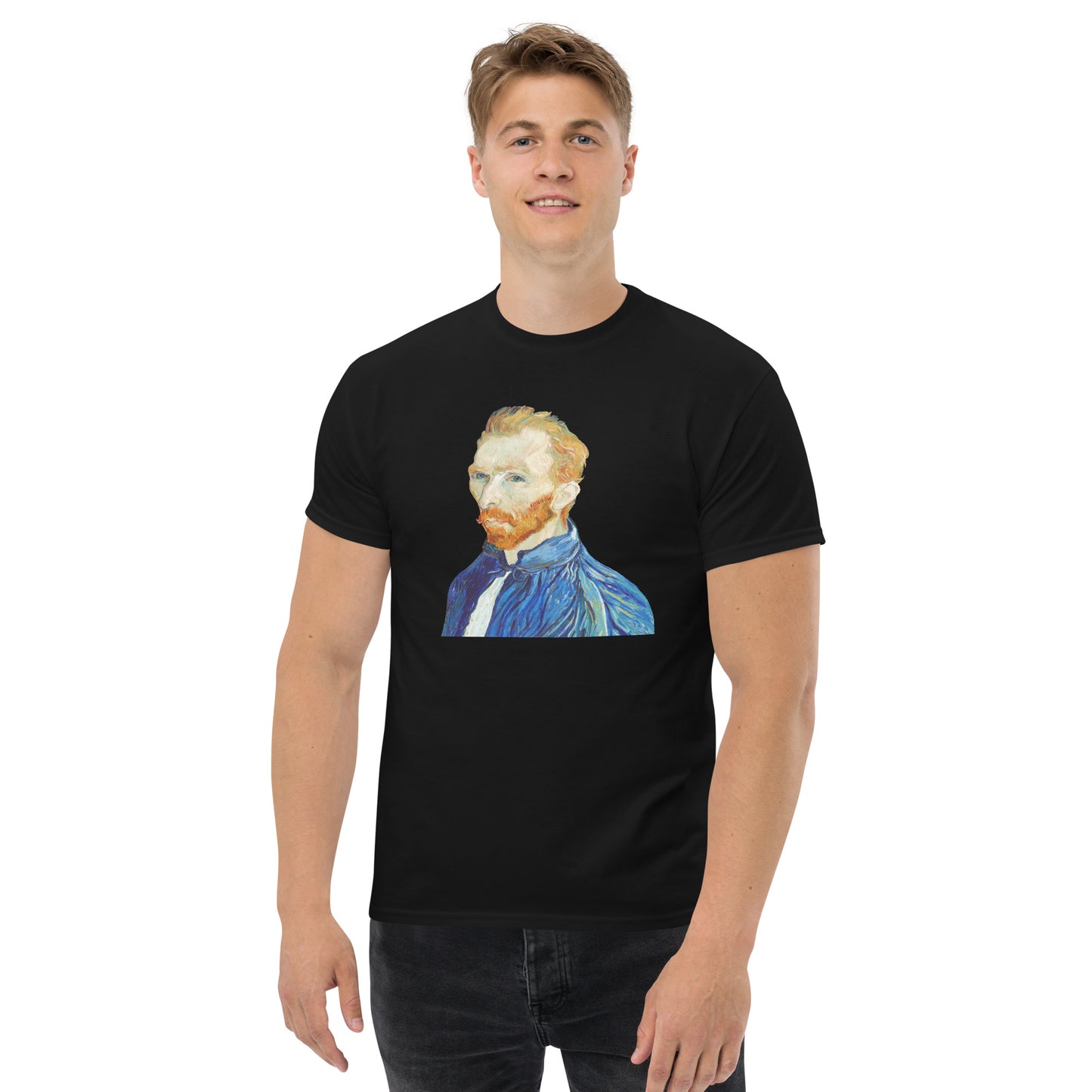 Model 2 - Van Gogh Portrait Men's Classic Tee – Iconic Vision, Everyday Expression