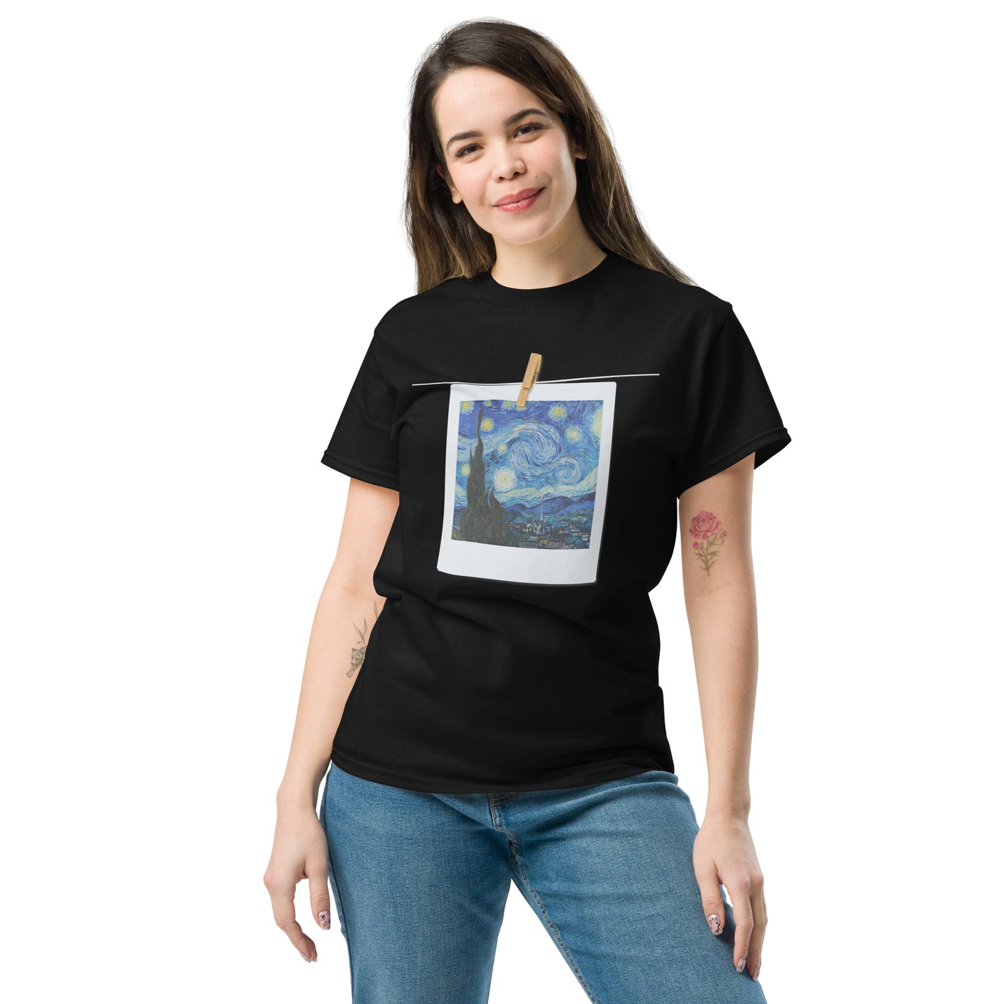 Model 1 - Van Gogh Night Men's Classic Tee – Dreamy Skies, Timeless Mood
