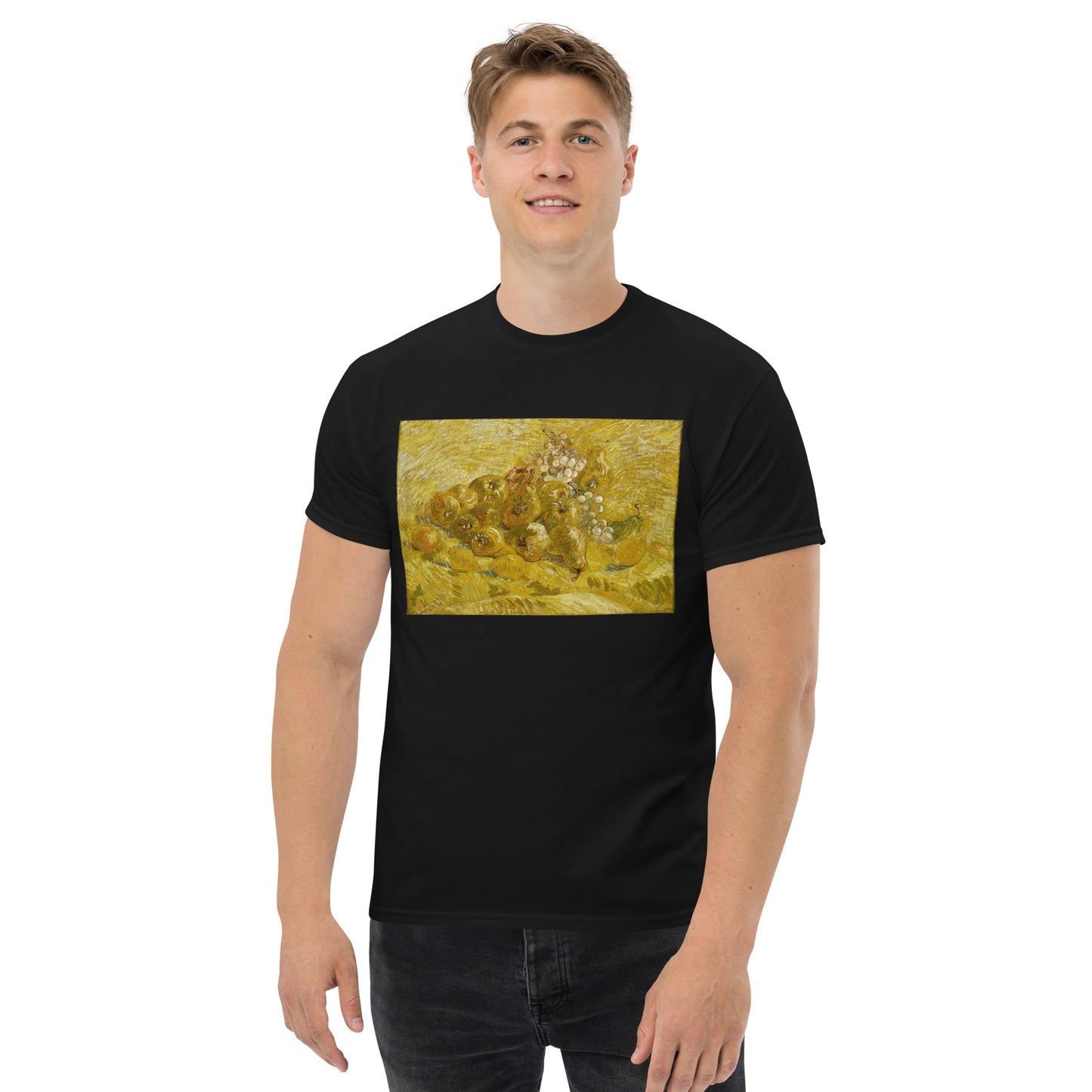 Model 2 - Van Gogh Still Life Men's Classic Tee – Quiet Moments, Bold Brushwork