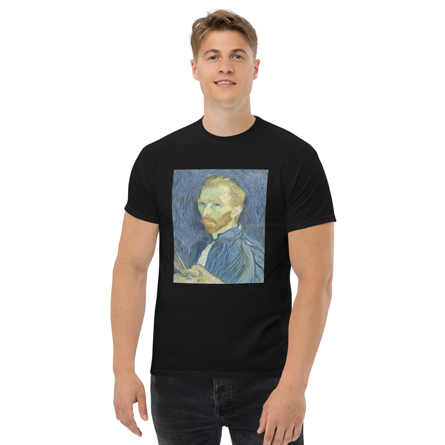 Model 2 - Van Gogh Portrait Men's Classic Tee – Introspective Art, Iconic Style