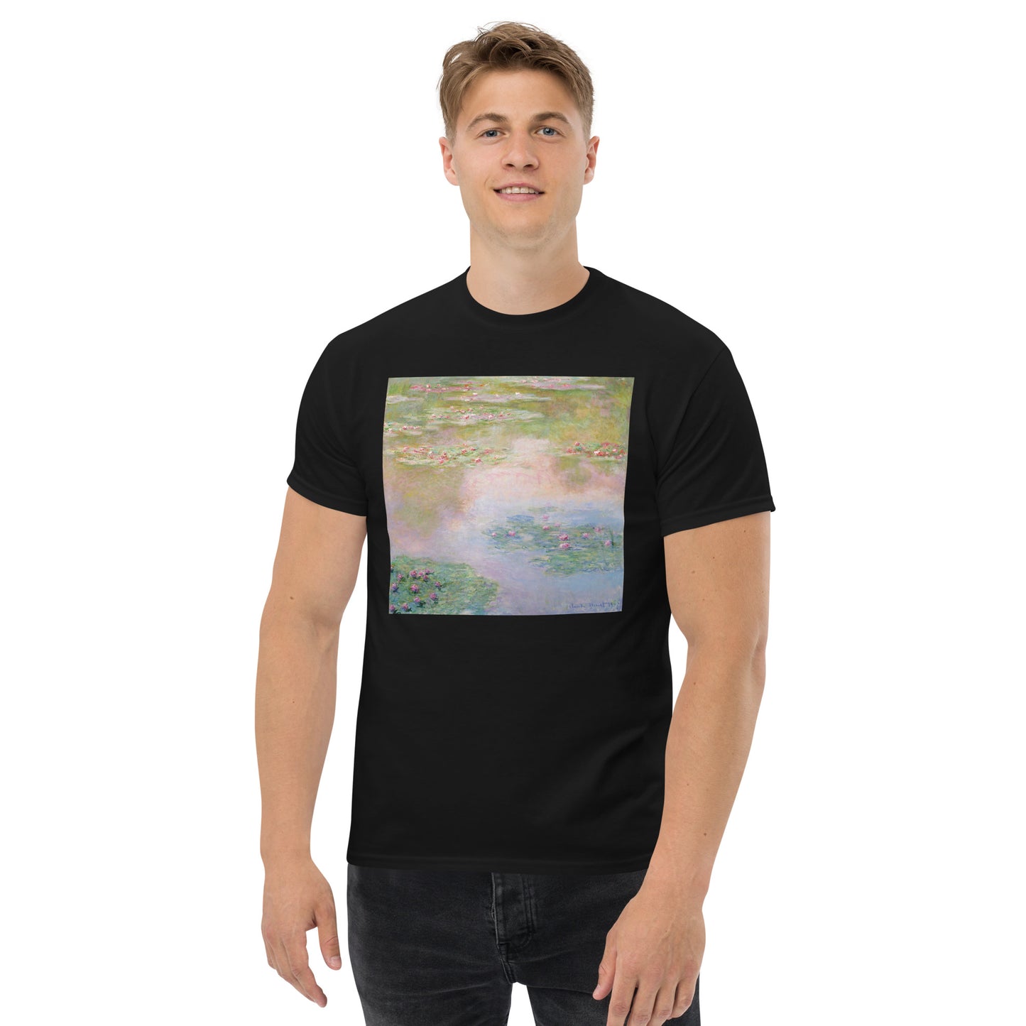 Model 2 - Monet Nymphs Men's Classic Tee – Soft Light, Dreamlike Motion