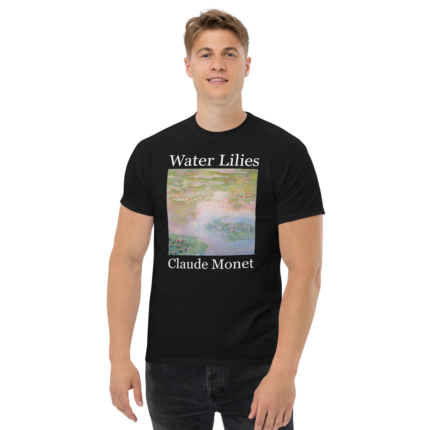 Model 2 - Monet Lilies Pond Men's Classic Tee – Artistic Elegance Meets Everyday Comfort