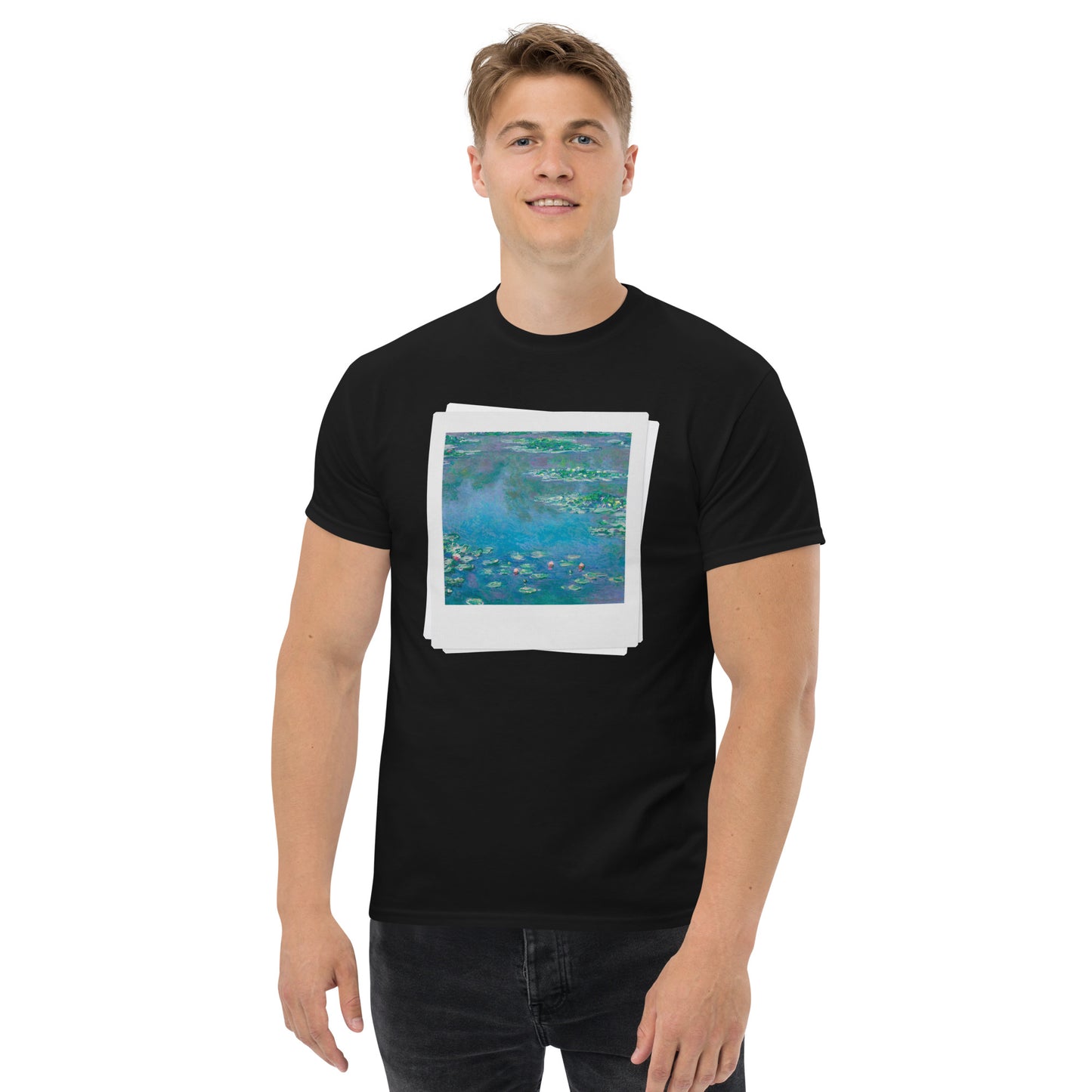 Model 2 - Monet Water Lilies Men's Classic Tee – Effortless Style, Artistic Charm