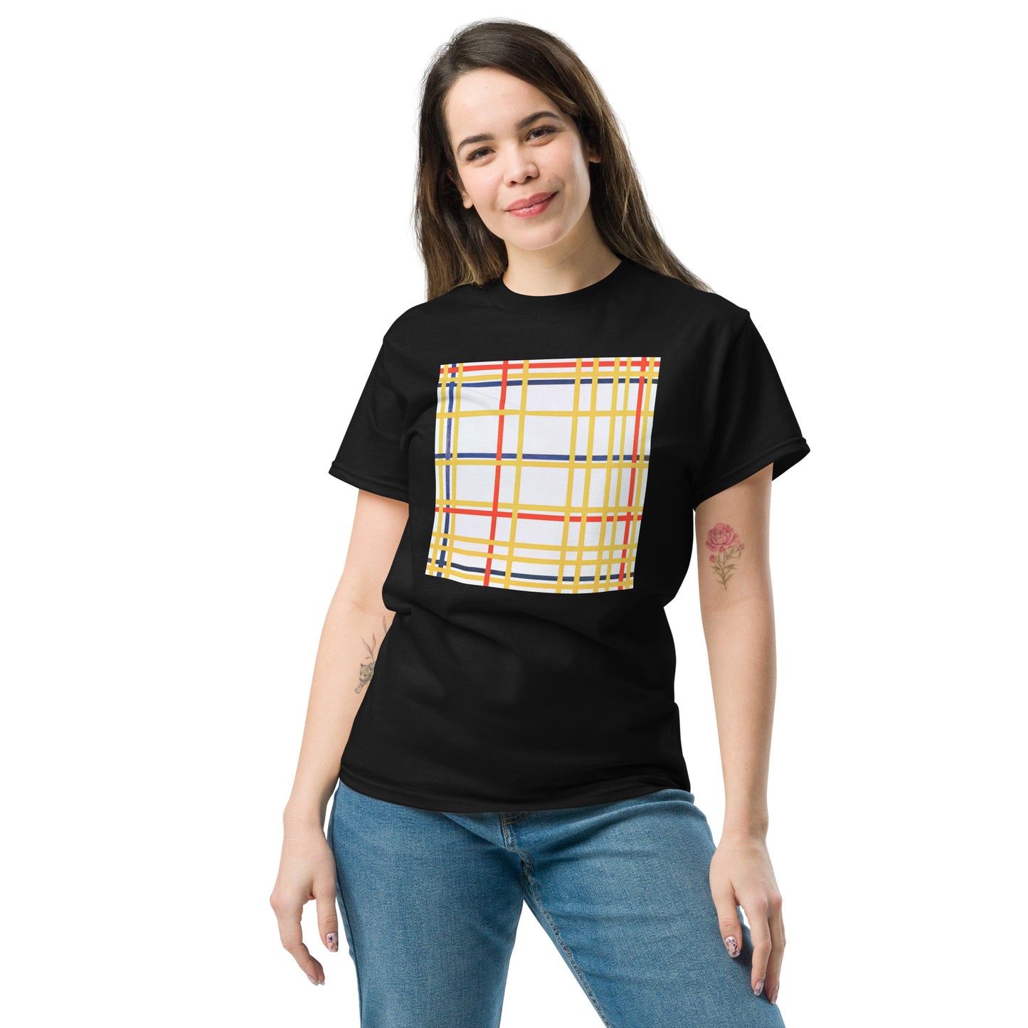 Model 1 - Mondrian New York Men's Classic Tee – Urban Abstract, Modern Comfort