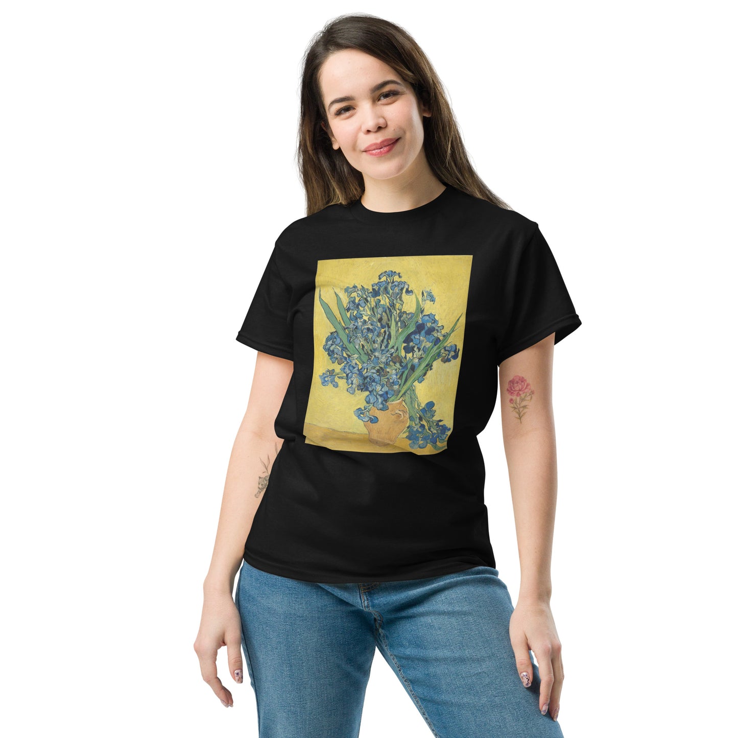 Model 1 - Van Gogh Irises Men's Classic Tee – Expressive Floral Streetwear