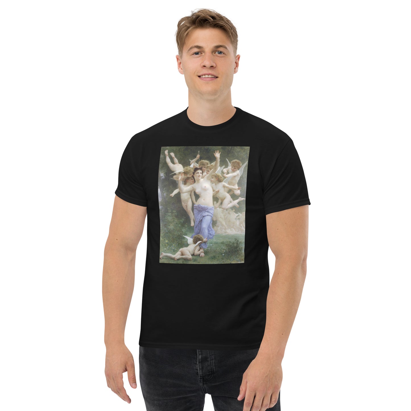 Model 2 - Bouguereau Invasion Men's Classic Tee – Mythic Drama in Every Thread