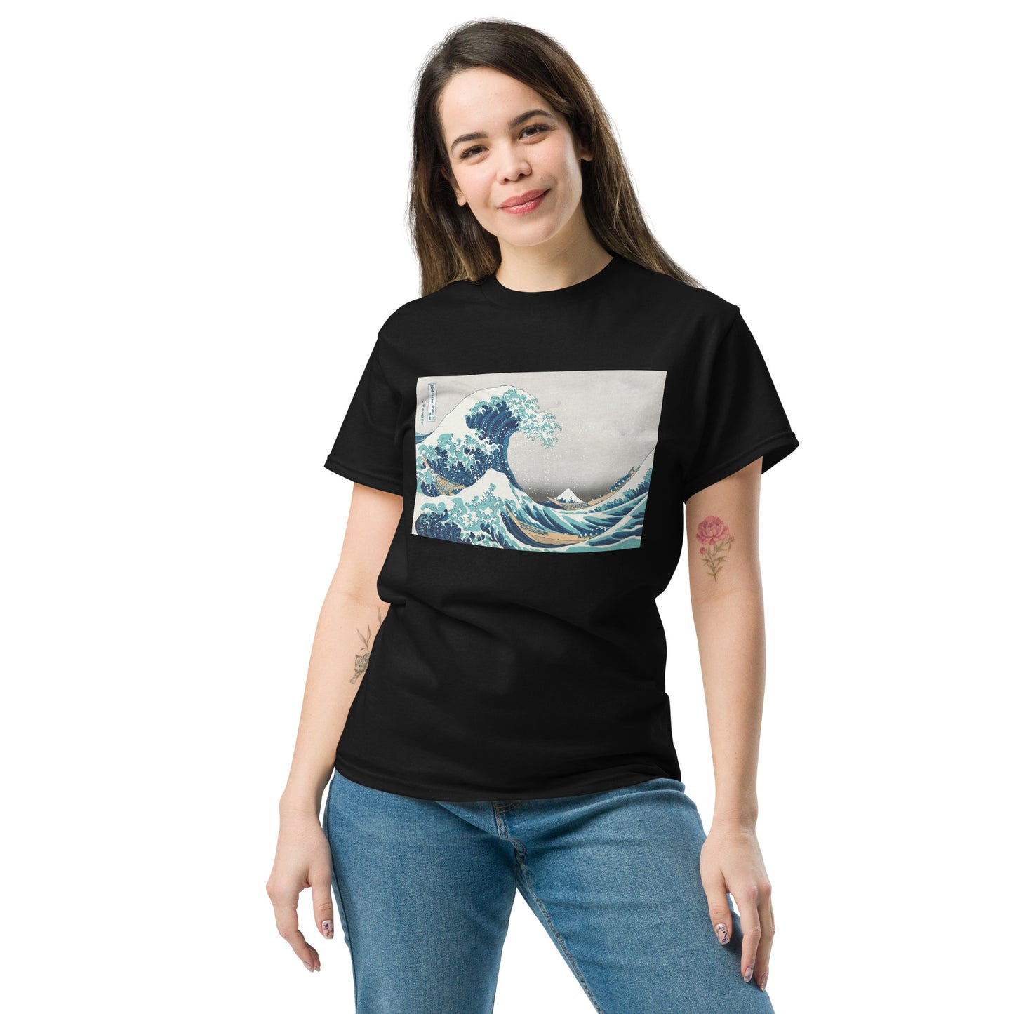 Model 1 - Hokusai Great Wave Men's Classic Tee – Timeless Motion, Japanese Elegance