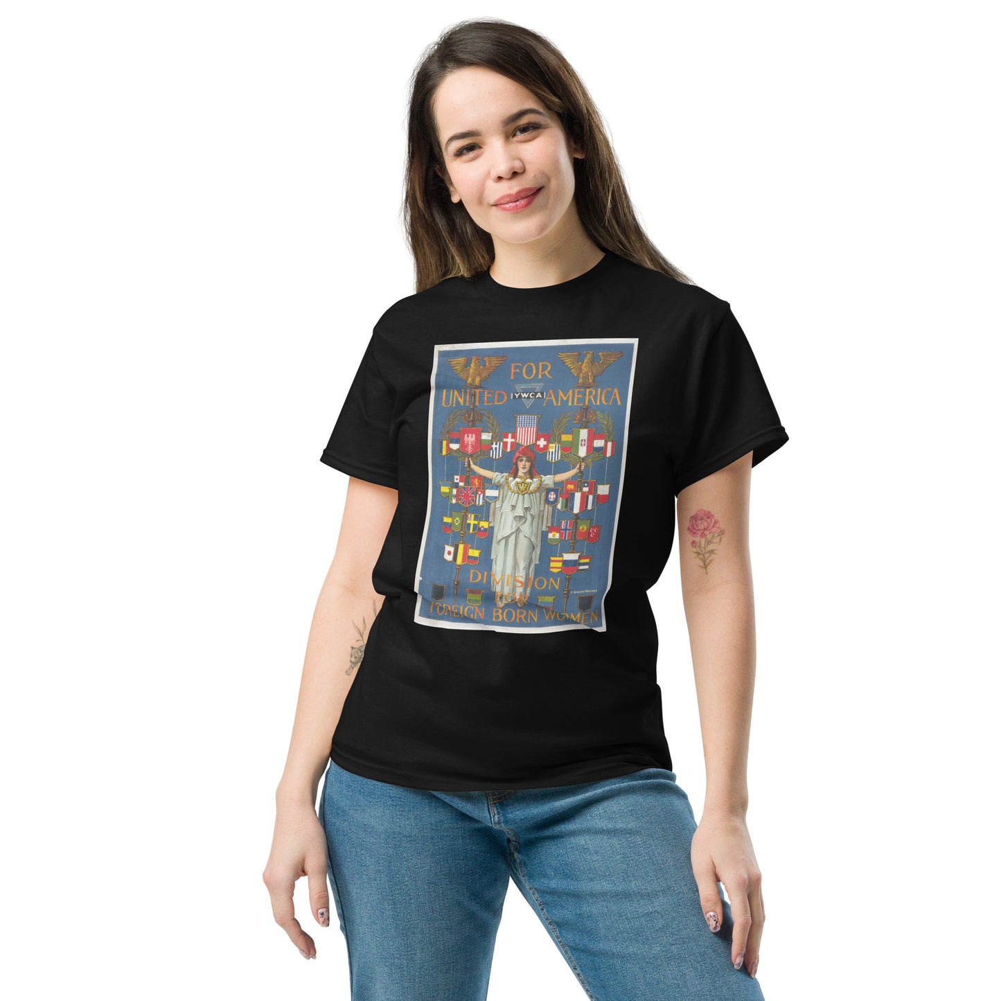 Model 1 - American Women Men's Classic Tee – Bold Icons, Timeless Attitude