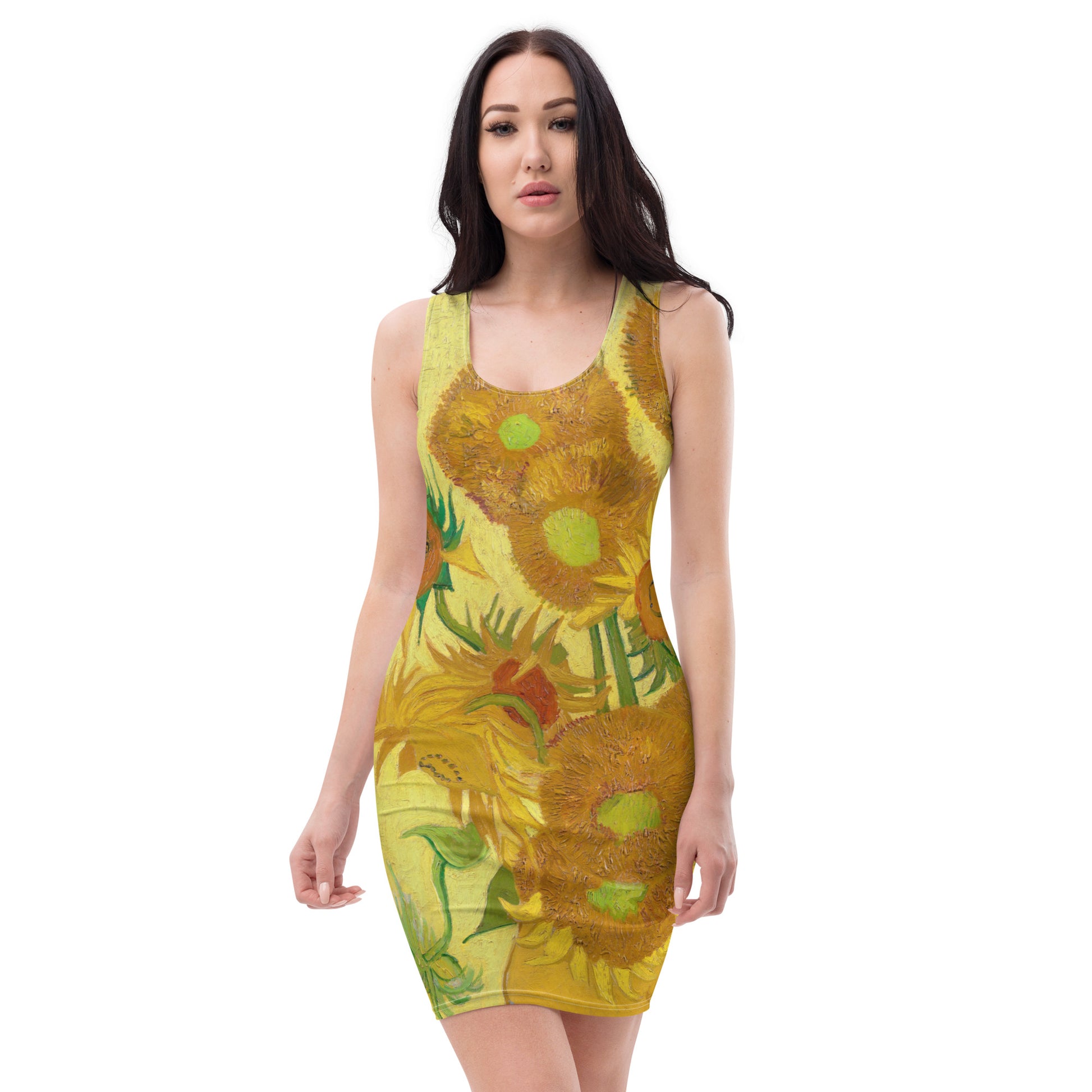 Model - Vincent van Gogh Cut & Sew Dress – Sunlit Blooms in Motion