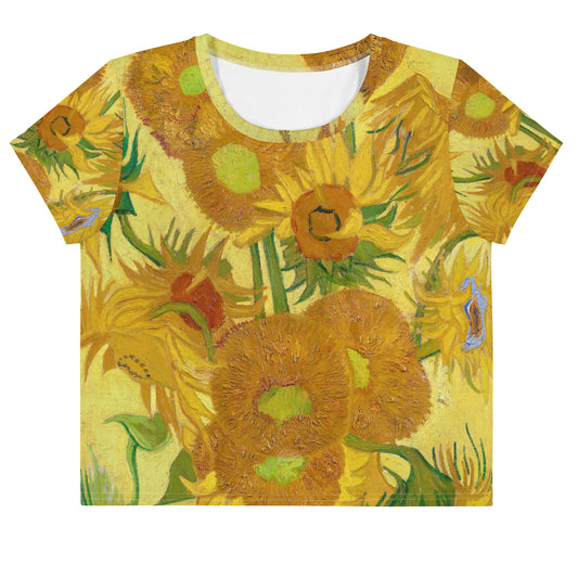 Vincent van Gogh All-Over Print Crop Tee – Sunflowers in a Vase Radiance