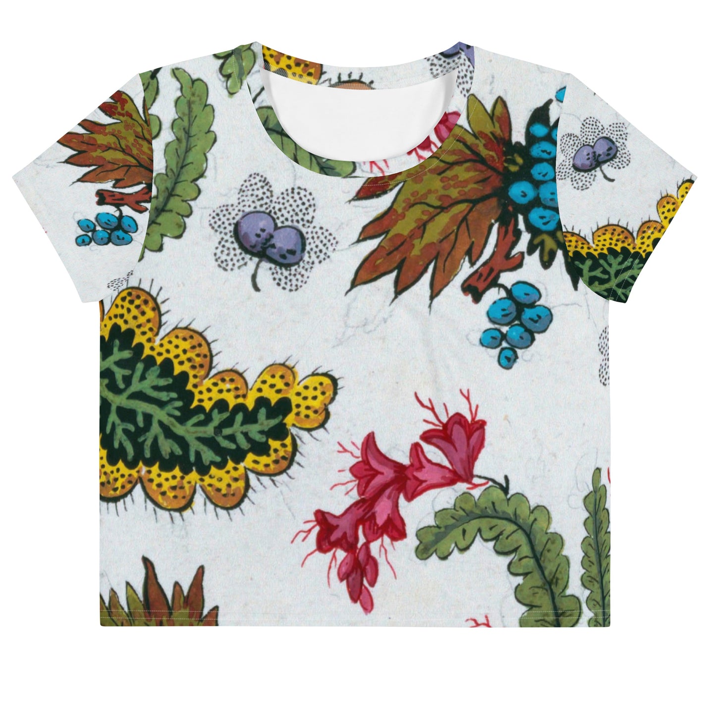 All-Over Print Crop Tee – Floral Drawing Artistry