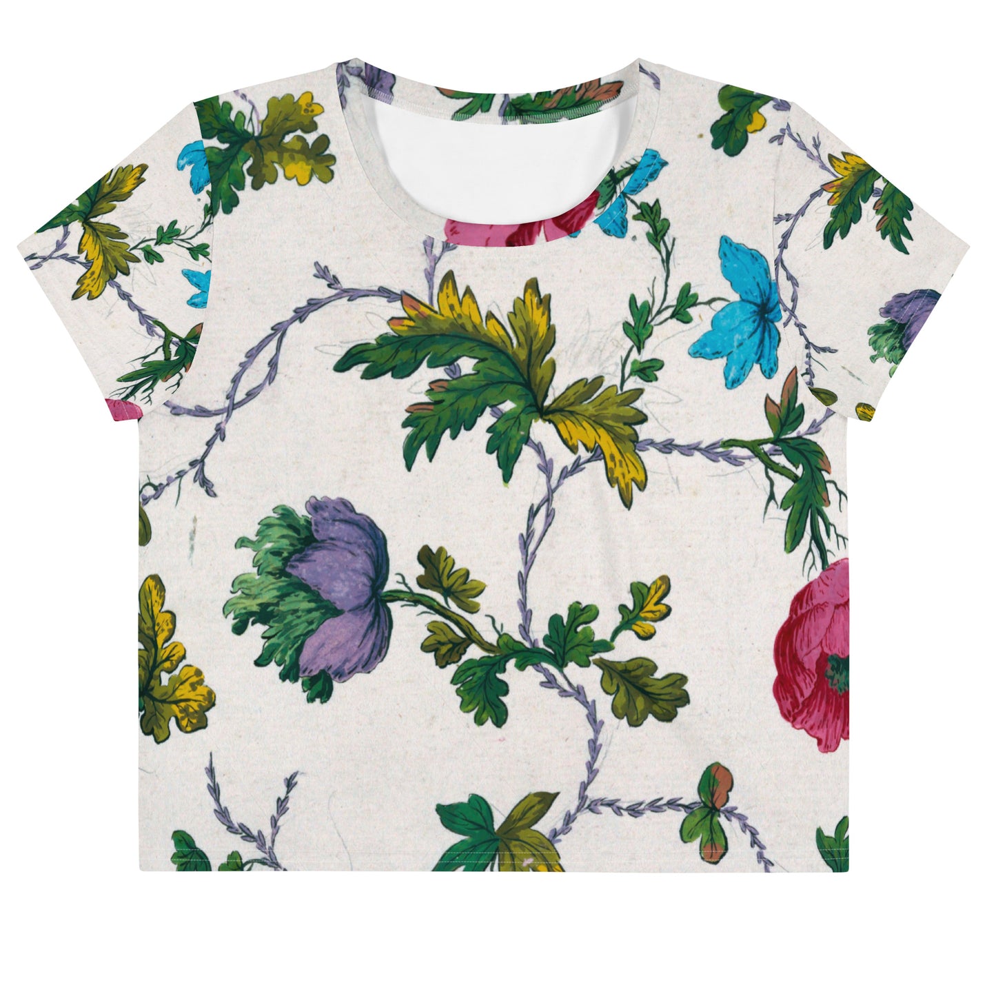 All-Over Print Crop Tee – Drawing Floral Design Elegance