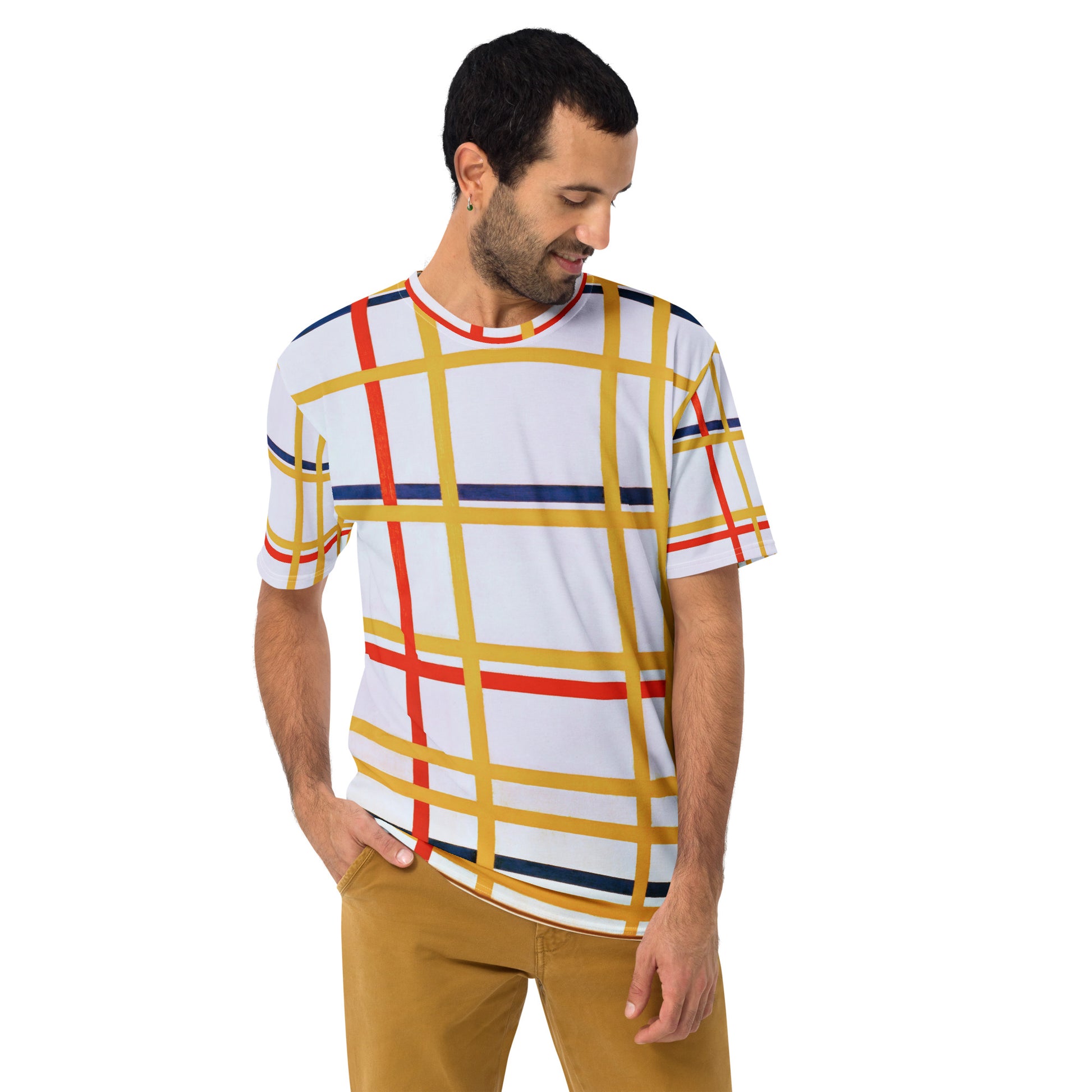 Model 1 - Piet Mondrian Men's T-Shirt – City Beats in Color Blocks