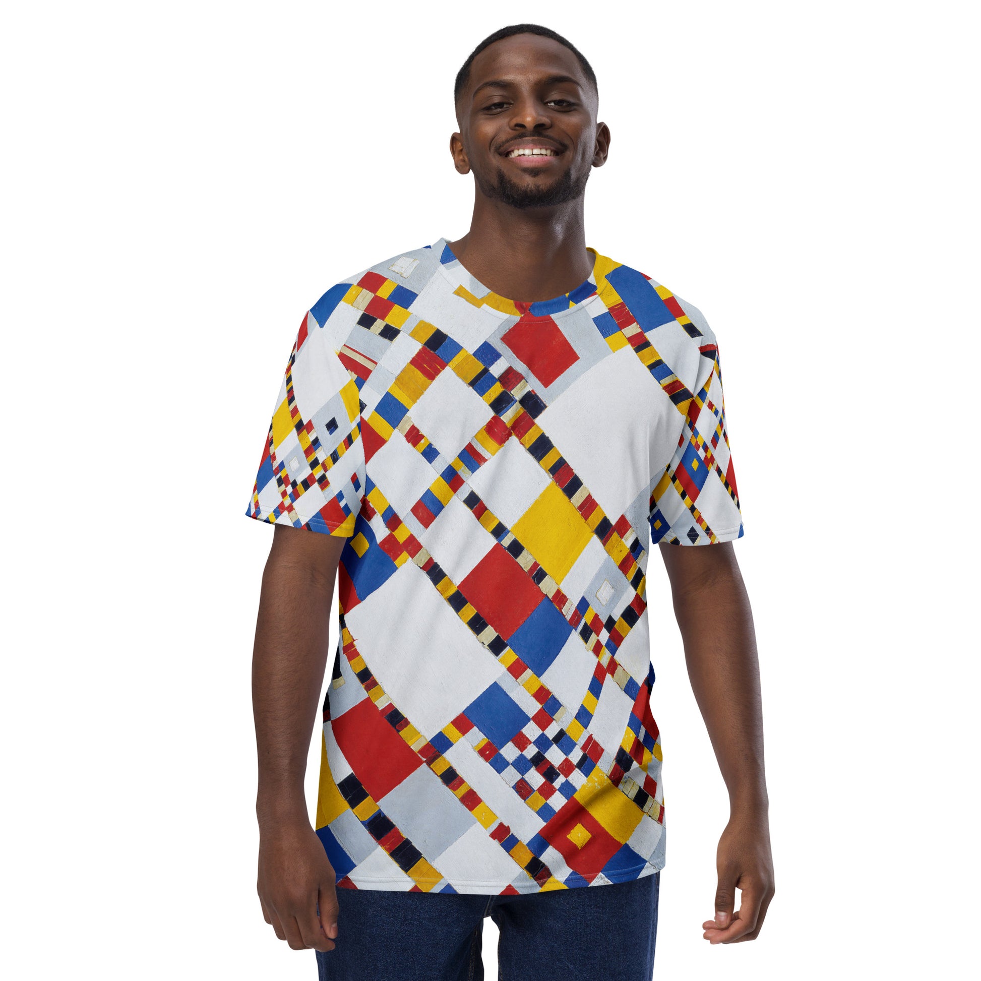 Model 2 - Piet Mondrian Men's T-Shirt – Rhythm of the City Unleashed