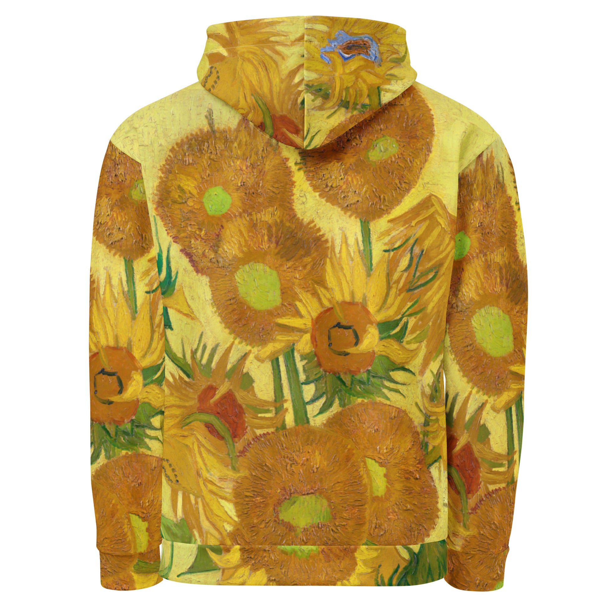 Back - Van Gogh Unisex Hoodie – Sunflowers in a Vase, Worn Boldly