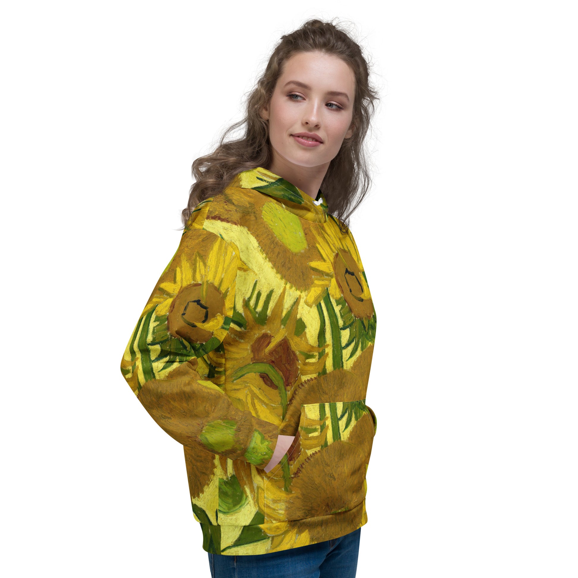 Model 1 - Van Gogh Sunflowers Unisex Hoodie – Iconic Art with a Modern Twist