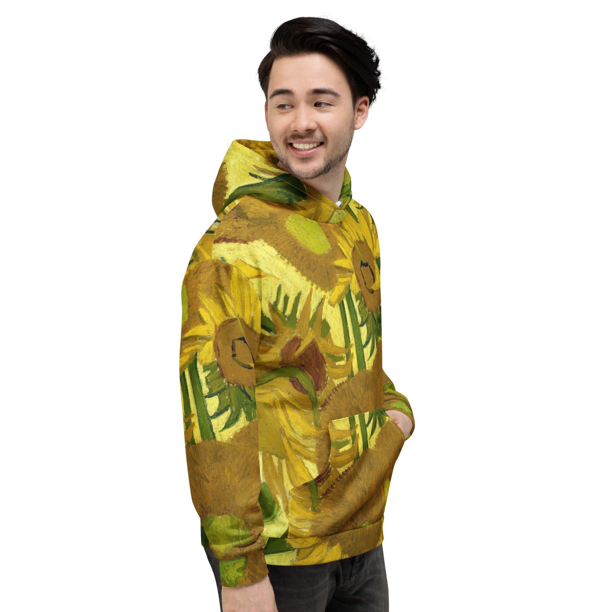 Model 2 - Van Gogh Sunflowers Unisex Hoodie – Iconic Art with a Modern Twist