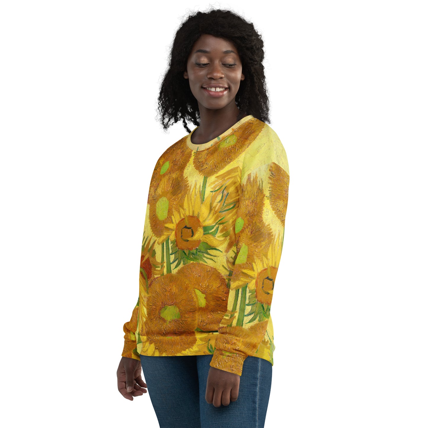 Model 1 - Van Gogh Sunflowers Unisex Sweatshirt – A Bloom of Artistic Expression