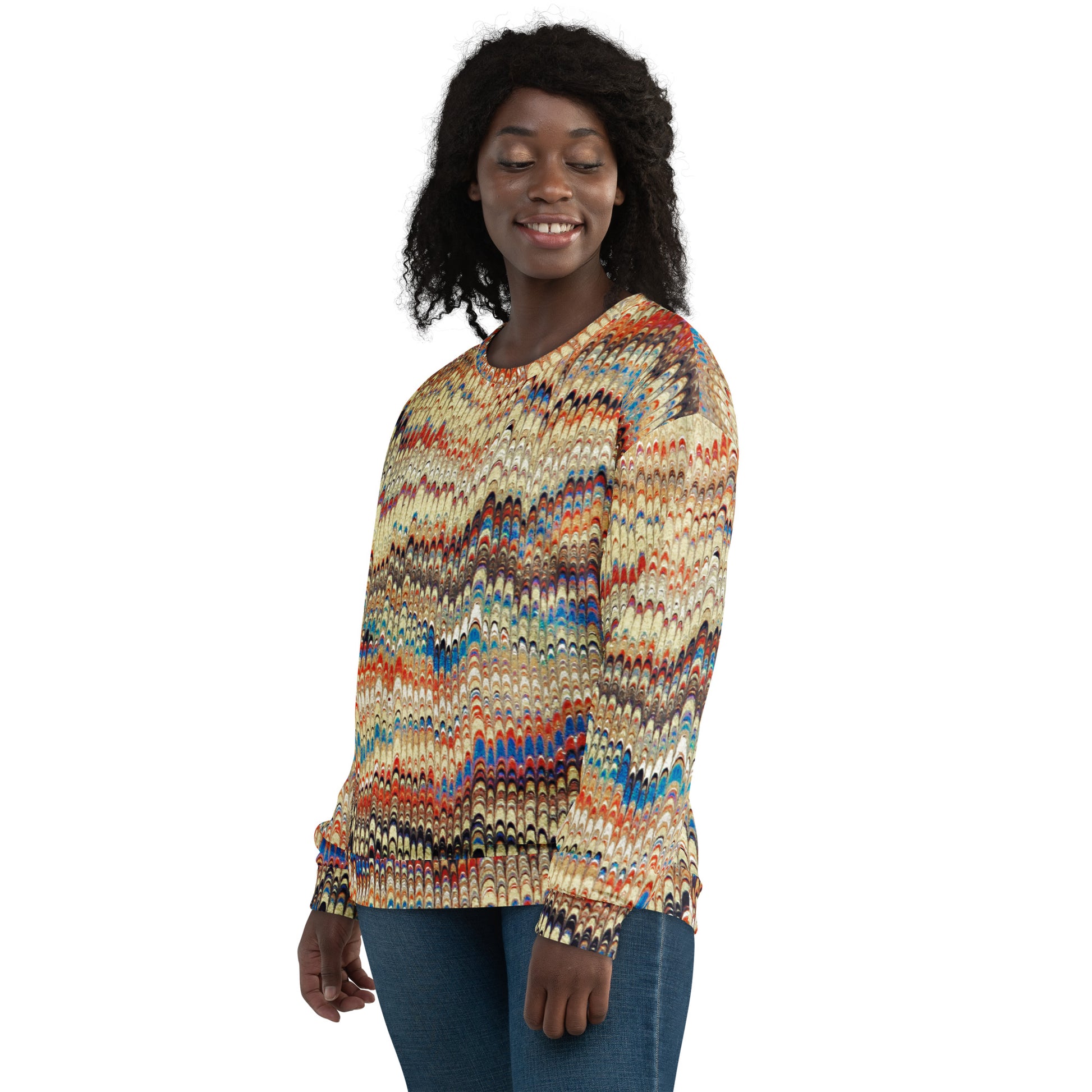 Model 1 - Decorative Paper Pattern Unisex Sweatshirt – Vintage Design Reimagined
