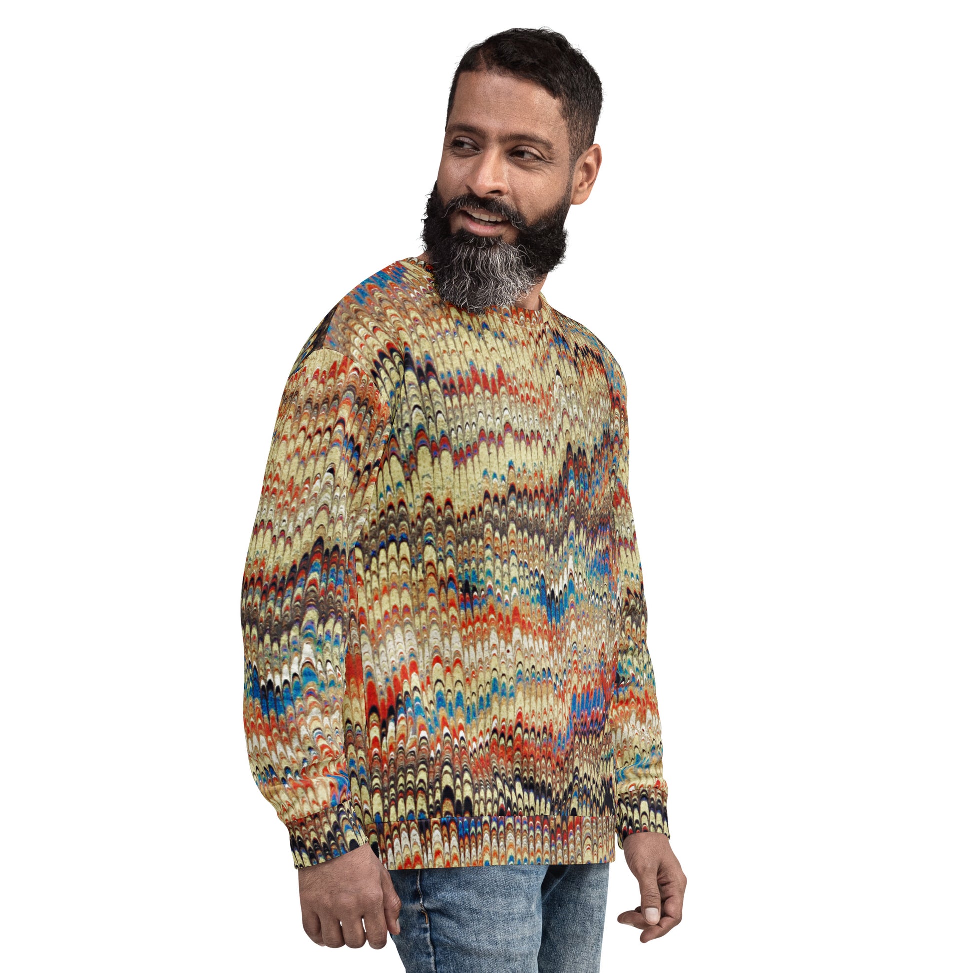 Model 2 - Decorative Paper Pattern Unisex Sweatshirt – Vintage Design Reimagined