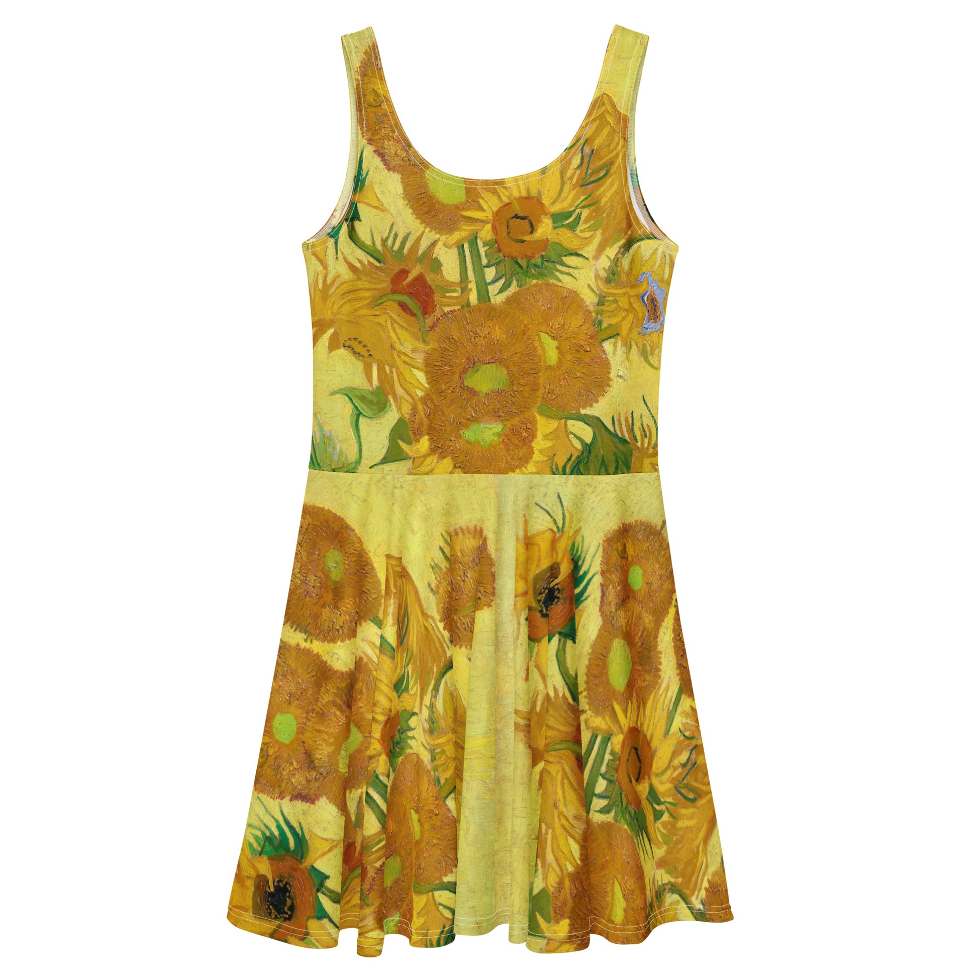 Back - Van Gogh Sunflowers Skater Dress – Radiant Art in Full Bloom