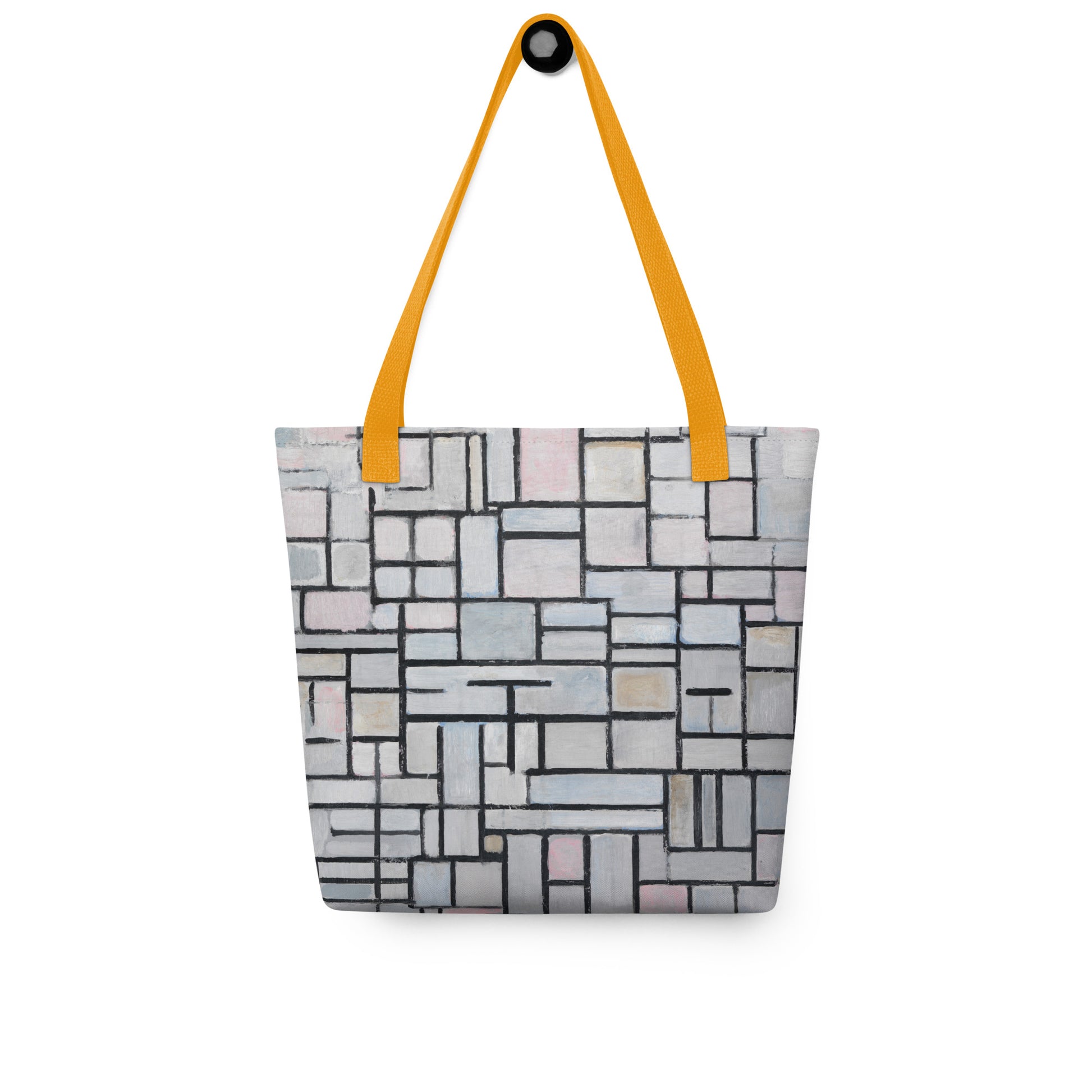 Yellow - Mondriaan Pink & Grey Tote Bag – Soft Geometry with Modern Flair