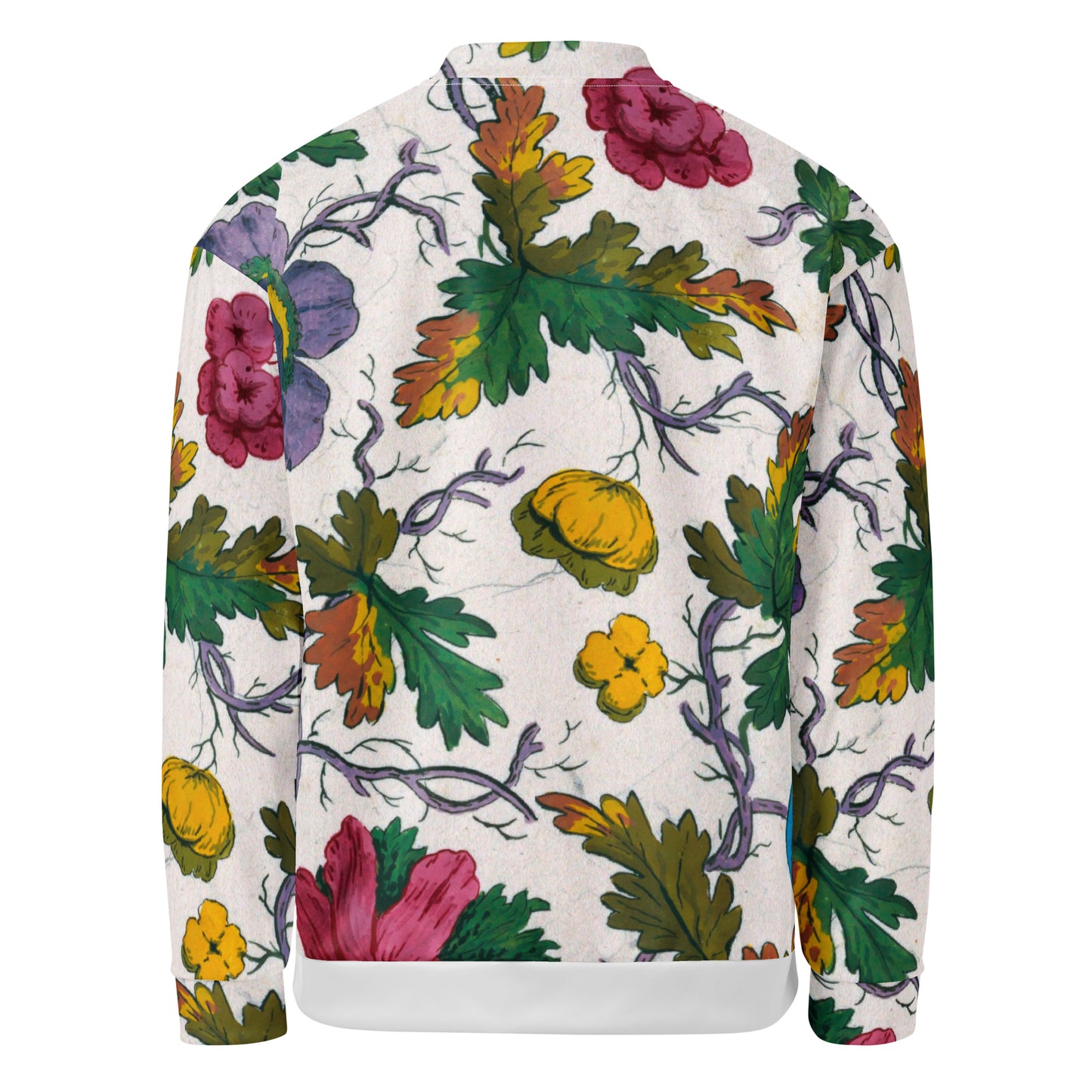 Back - Unisex Bomber Jacket – Multicolored Florals on Lilac Branch Elegance
