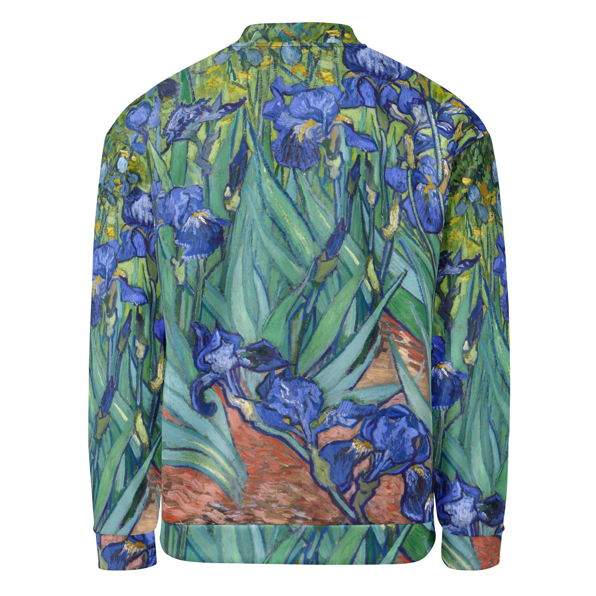 Back - Vincent van Gogh Unisex Bomber Jacket – Irises in Full Bloom
