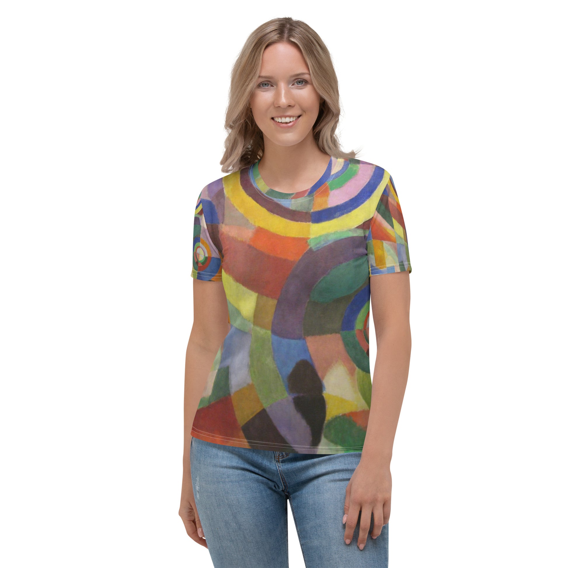Model 2 - Robert Delaunay Women's T-Shirt – Circular Rhythm in Color