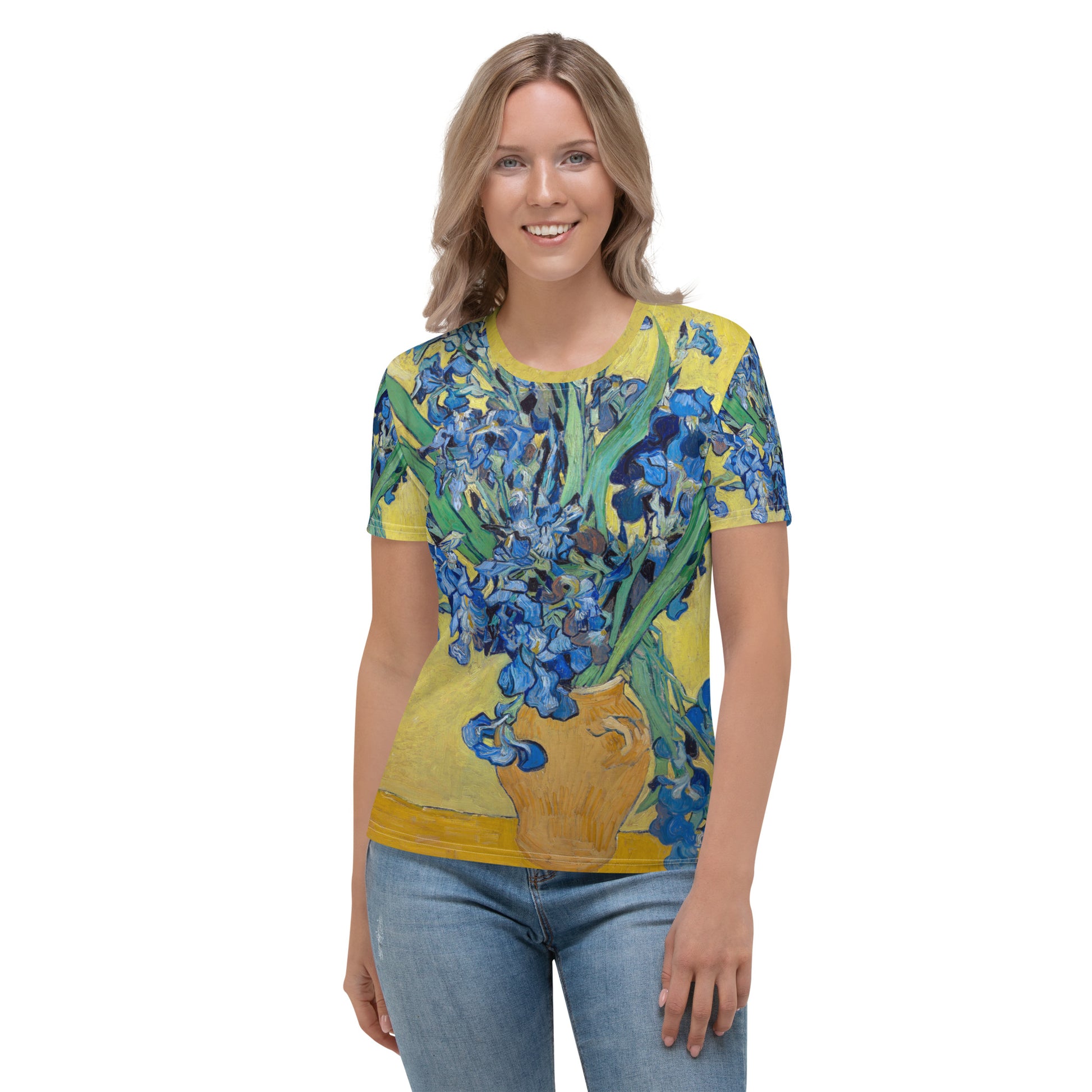 Model 2 - Vincent van Gogh Women's T-Shirt – Irises in Bloom