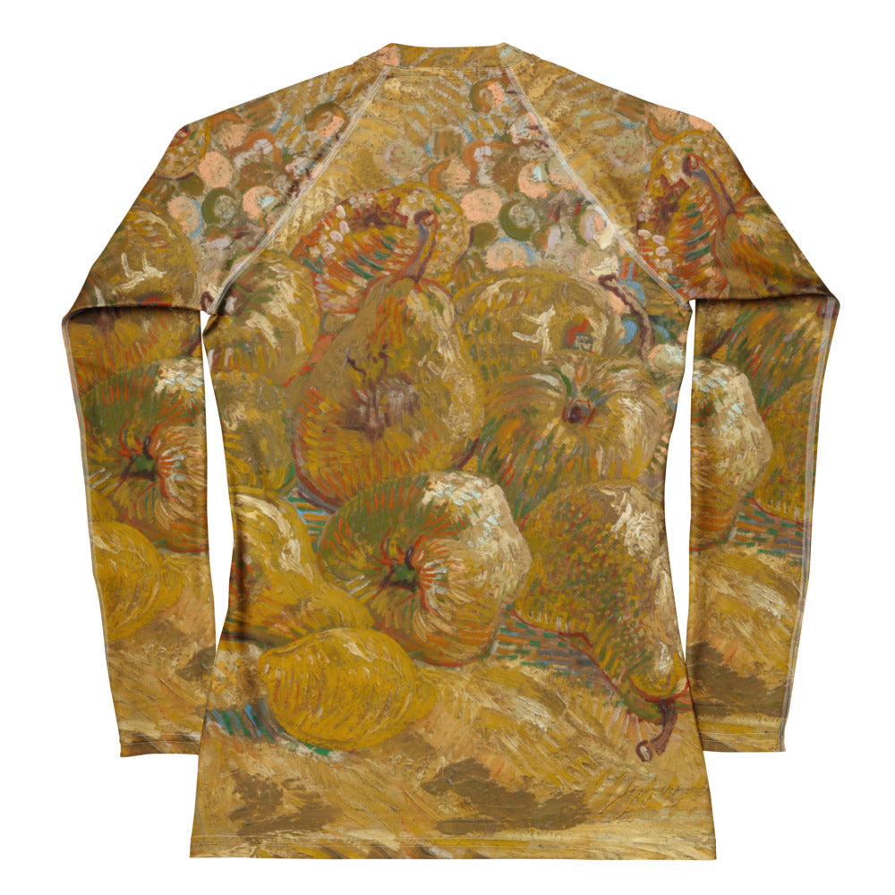 Back View - Van Gogh Rash Guard – Vintage Fruit Art Meets Modern Fashion