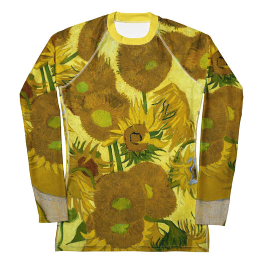 Van Gogh Women's Rash Guard – Sunflower Elegance Meets Wearable Art