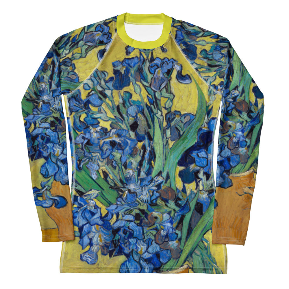Van Gogh Women’s Rash Guard – Irises Elegance in Wearable Art