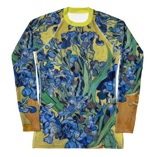 Van Gogh Women’s Rash Guard – Irises Elegance in Wearable Art