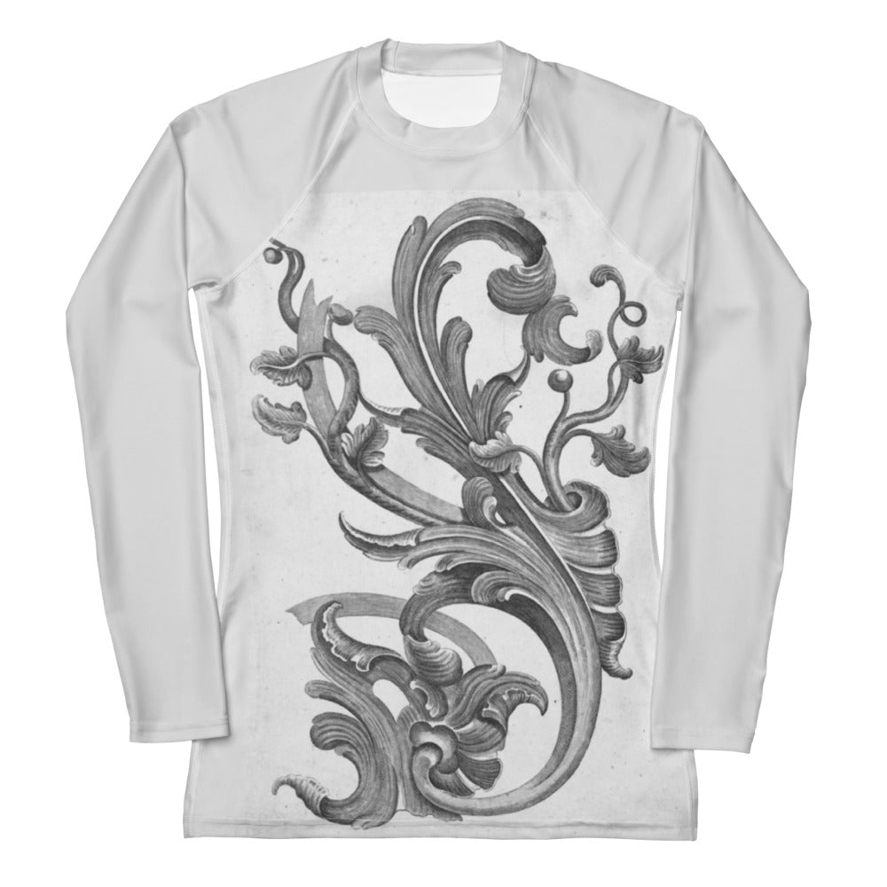 Floral Ironwork Women's Rash Guard – Ornamental Elegance in Motion