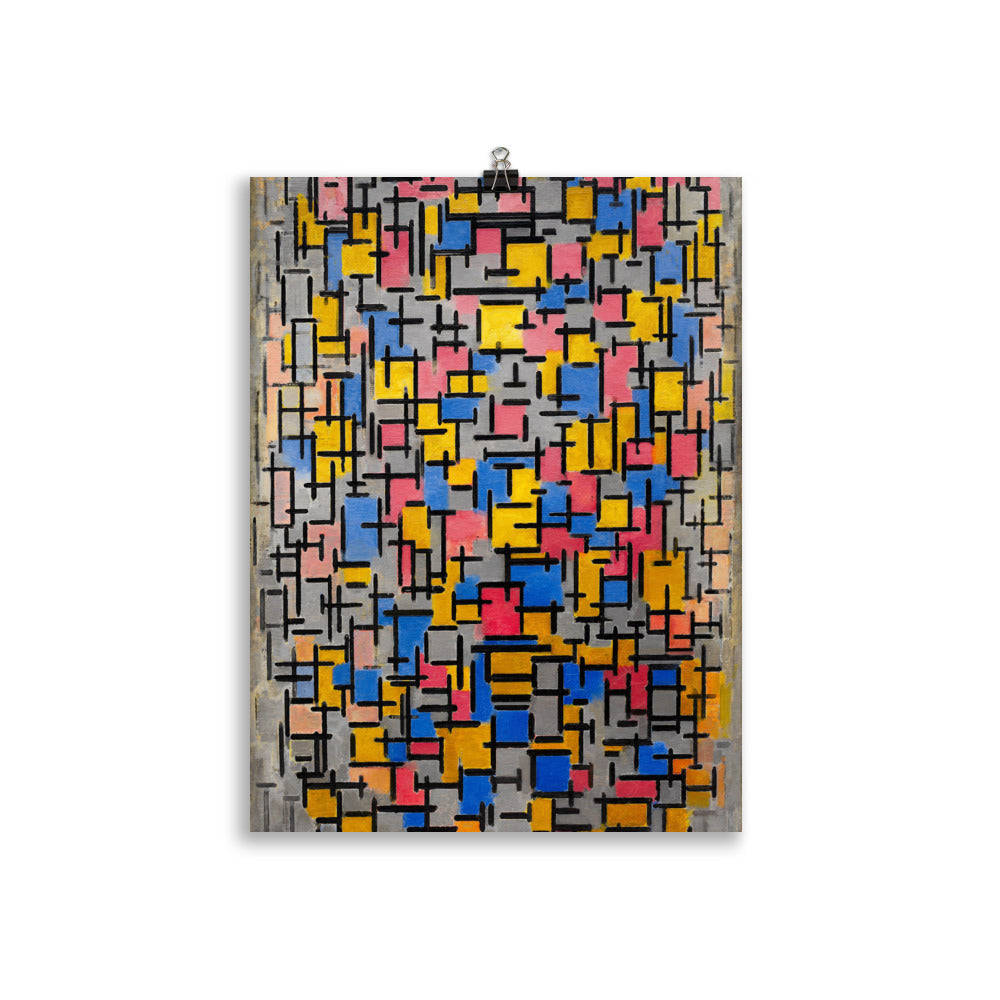 Size 3 - Mondrian Composition Poster – Blue, Yellow & Red Abstract Art Print