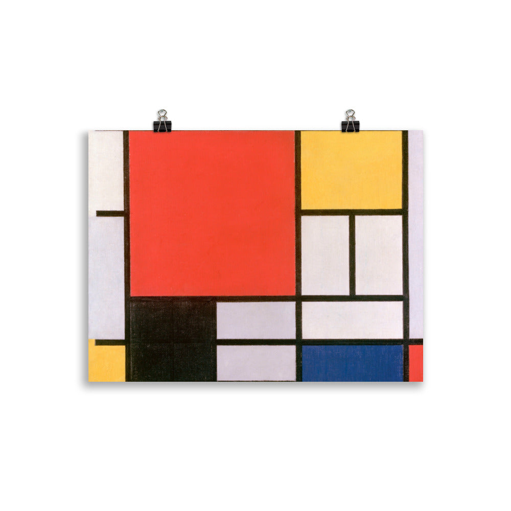 Size 3 - Mondrian Composition Poster – Red, Blue & Yellow Abstract Art Print