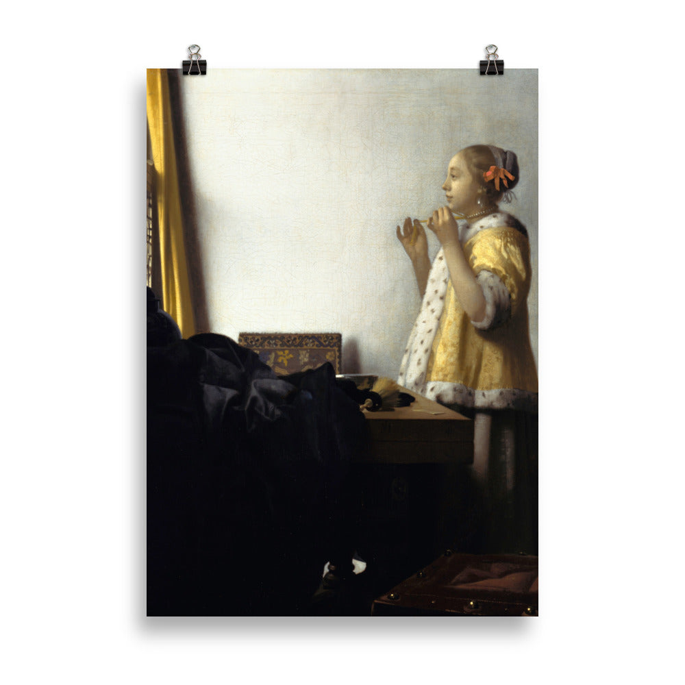 Size 4 - Vermeer Poster – Girl with the Pearl Necklace & the Poise of Dutch Mastery