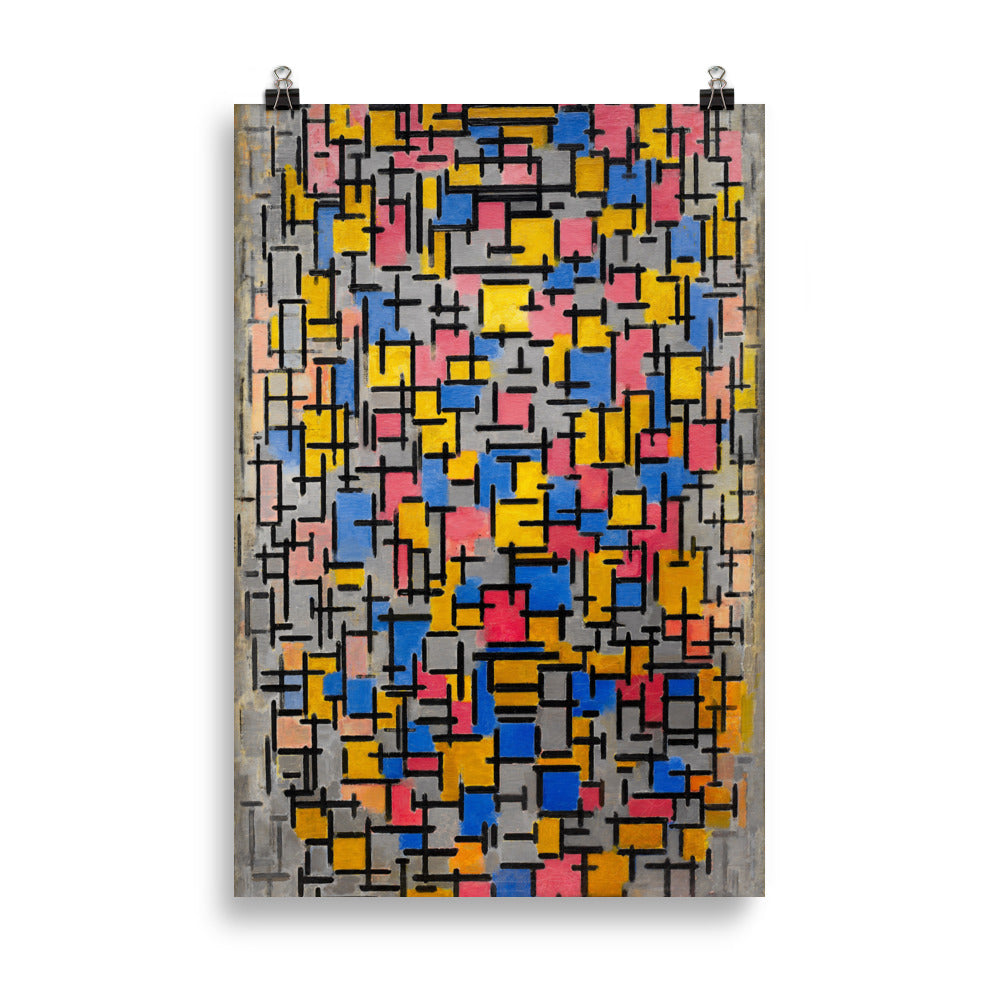 Size 5 - Mondrian Composition Poster – Blue, Yellow & Red Abstract Art Print
