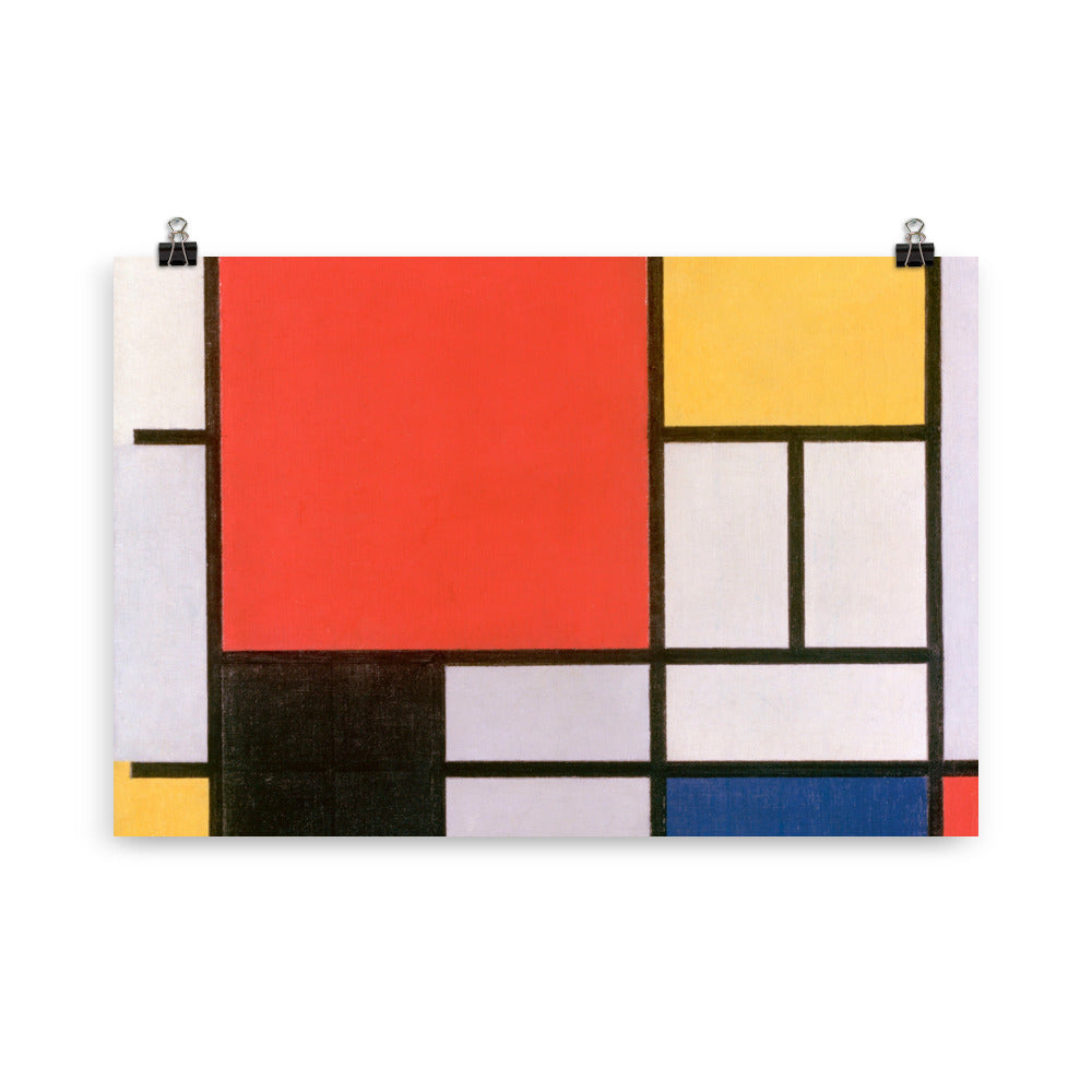 Size 5 - Mondrian Composition Poster – Red, Blue & Yellow Abstract Art Print