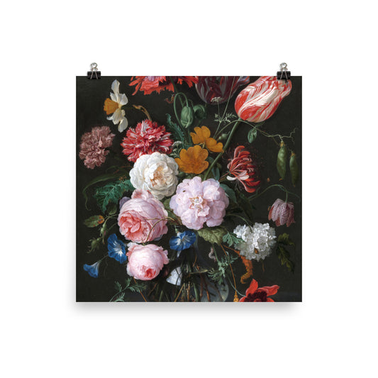 Size 1 - De Heem Poster – Flowers in a Vase & Dutch Baroque Splendor