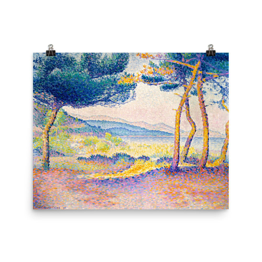 Size 4 - Cross Pines Along the Shore Poster – Coastal Light, Pointillist Harmony
